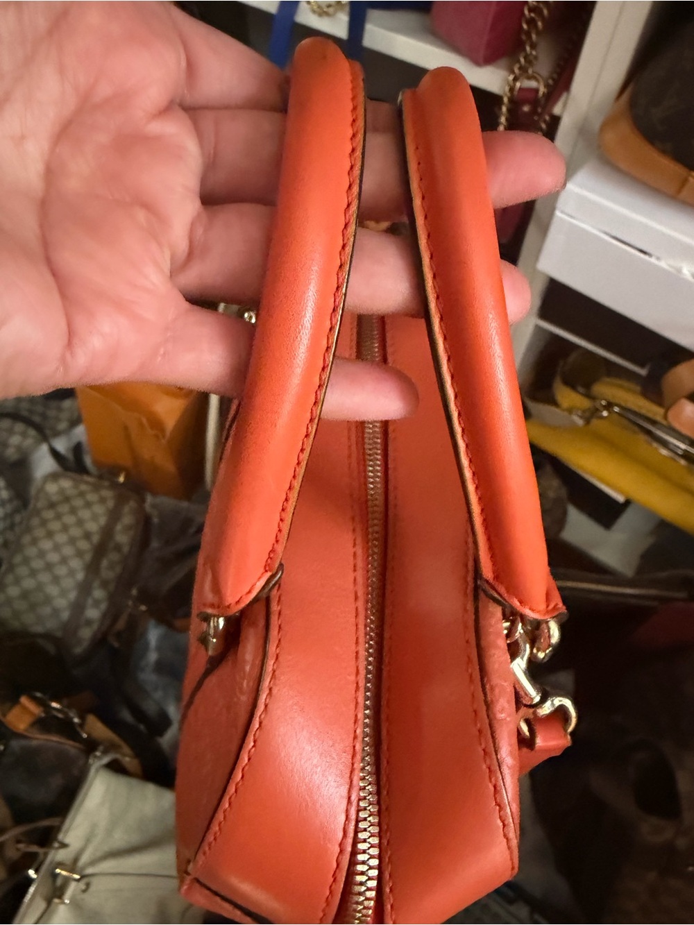 Gucci Orange Embossed Leather Satchel with Top Handles - Picture 12 of 15